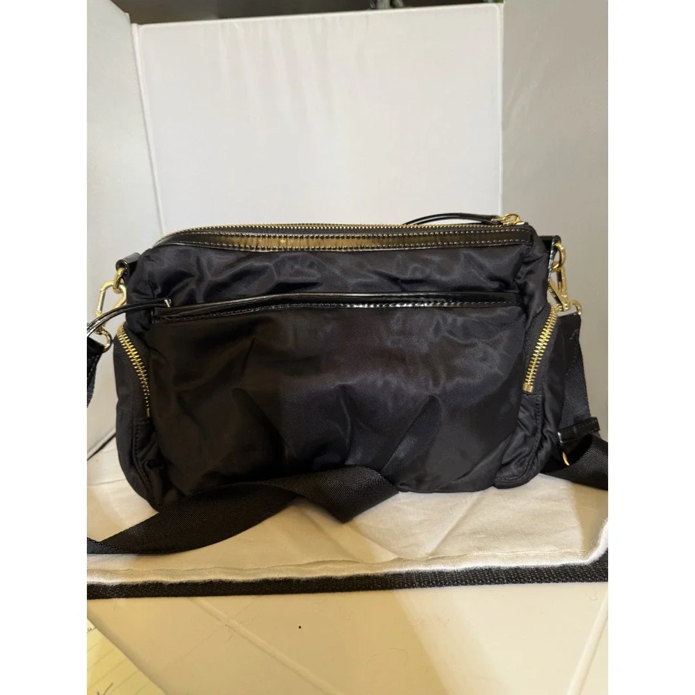 MZ Wallace Chelsea Crossbody Black Purse Bag travel ripstop nylon Gold